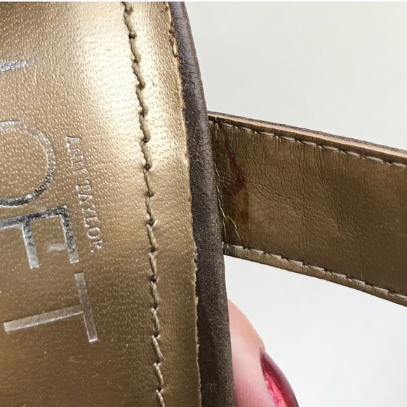 LOFT Leather & Suede Strappy Heels in Brown/Taupe - Picture 7 of 7